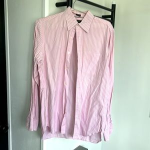 J Crew Pink White Stripe Prep Tailored Collared Shirt Small